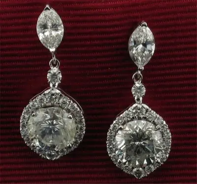 diamond halo drop earrings