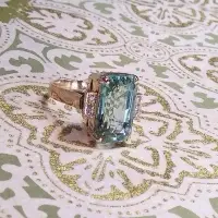 antique aquamarine emerald cut rose gold ring