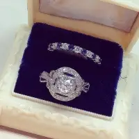 antique platinum art deco diamond and sapphire ring set