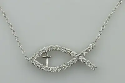 diamond pendant in the shape of an ichthus