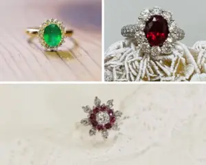 A collage of 3 pictures of right hand ring styles for your holiday jewelry gifts