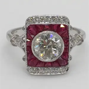 A ruby and diamond custom designed ring