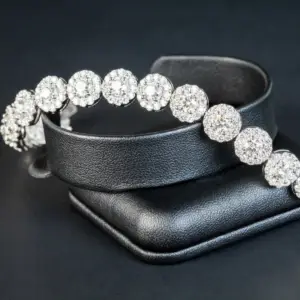 A diamond bracelet with a flower design