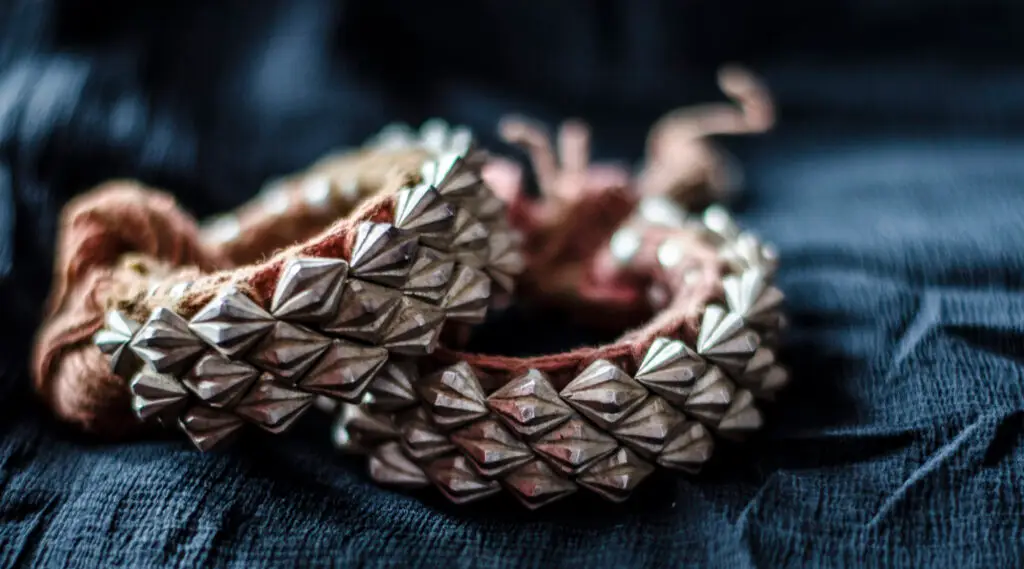 Leather bracelets with silver embellishments